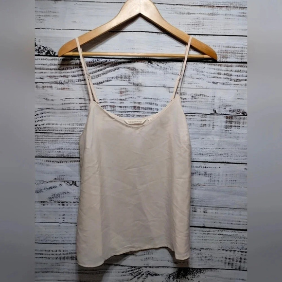 Soft Surroundings Sheer Cream Tank Top size Small Spaghetti Vneck - Picture 1 of 5